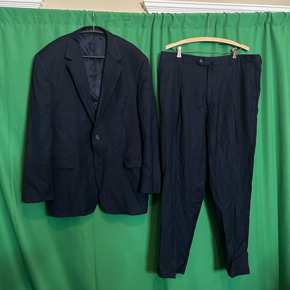 JOSPEH BACH navy knit Super 150s Australian wool 2pc suit